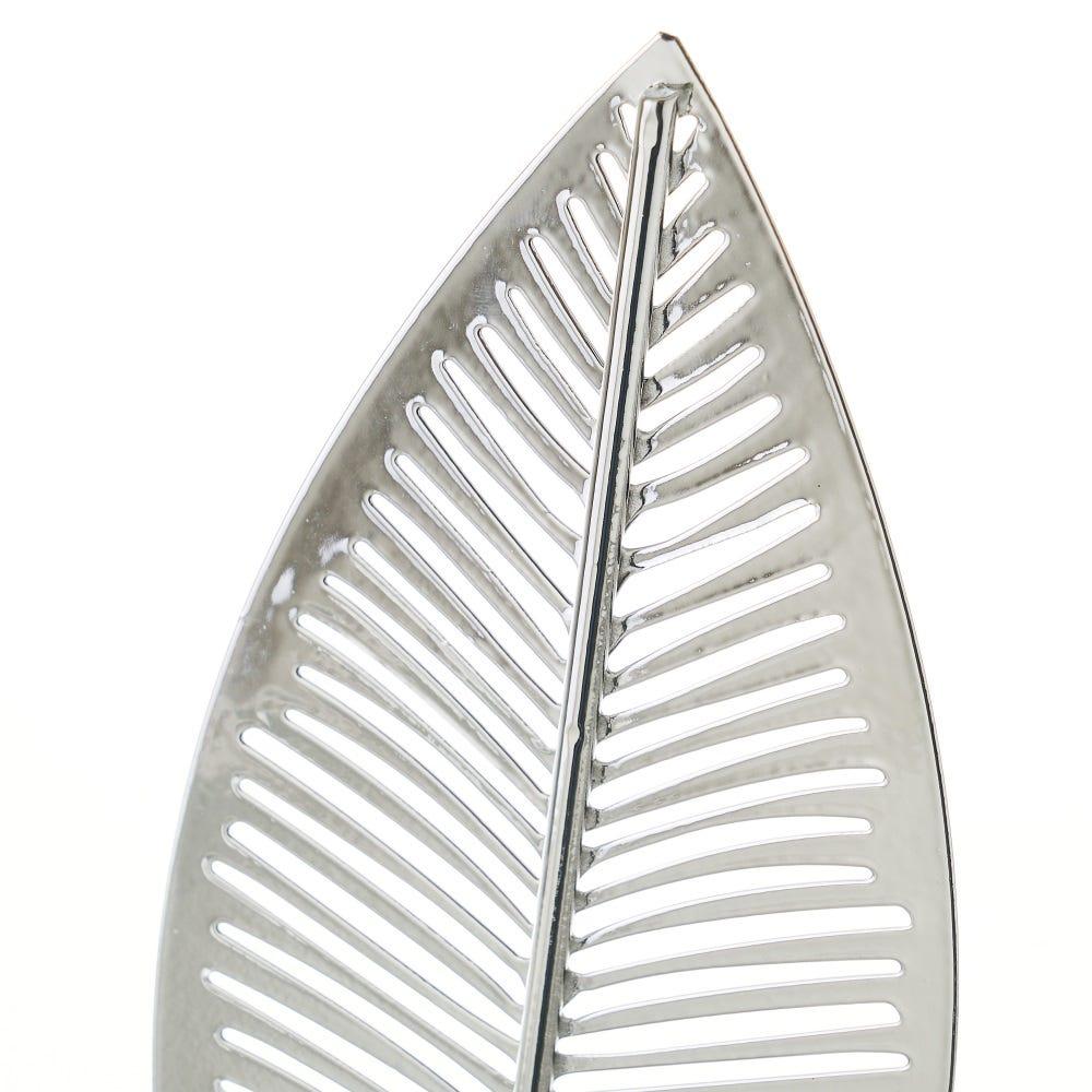 lolahome Portavelas hoja plateado de metal y cerámica de 8x8x31 cm