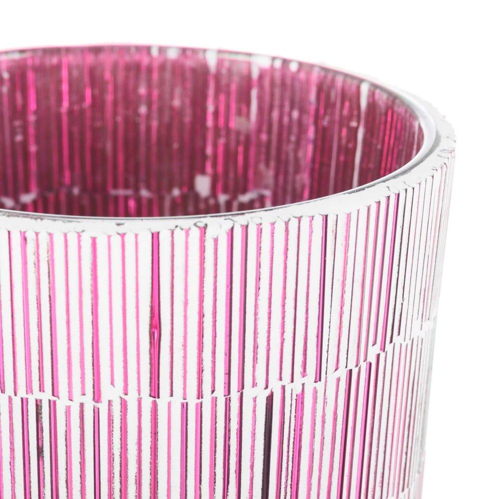 lolahome Portavelas moderno rosa de cristal de 13x10x10 cm