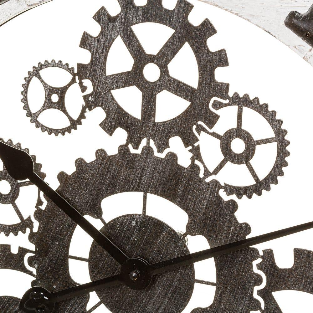 lolahome Reloj con engranajes blanco de madera y metal de Ø 68 cm