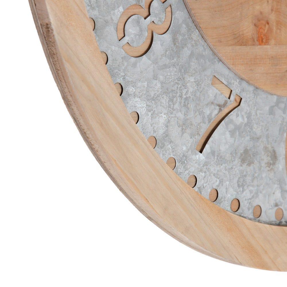 Lolahome Reloj Con Moldura De Abeto Natural Y Hierro De Ø 60 Cm