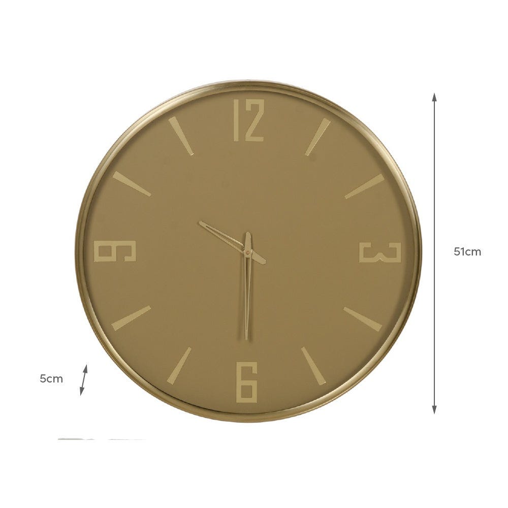 Lolahome Reloj Con Moldura Dorada De Acero Y Cristal De Ø 51 Cm