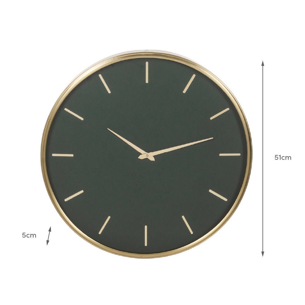 Lolahome Reloj Con Moldura Dorada De Acero Y Cristal De Ø 51 Cm