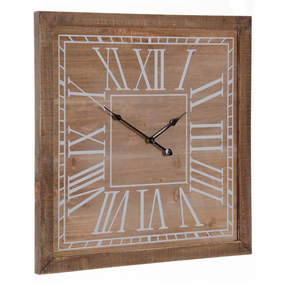 lolahome Reloj cuadrado de madera natural de abeto de Ø 60 cm