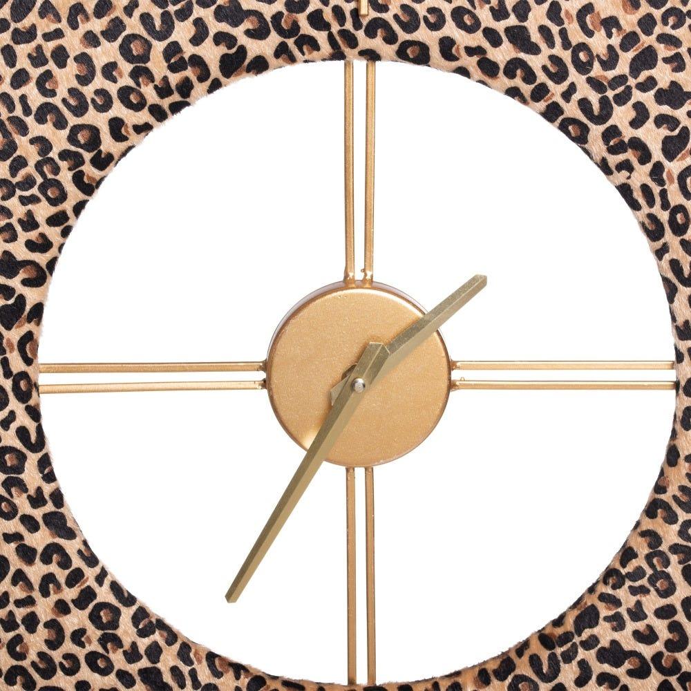 Lolahome Reloj De Leopardo Dorado De Terciopelo Y Metal De Ø 48 Cm