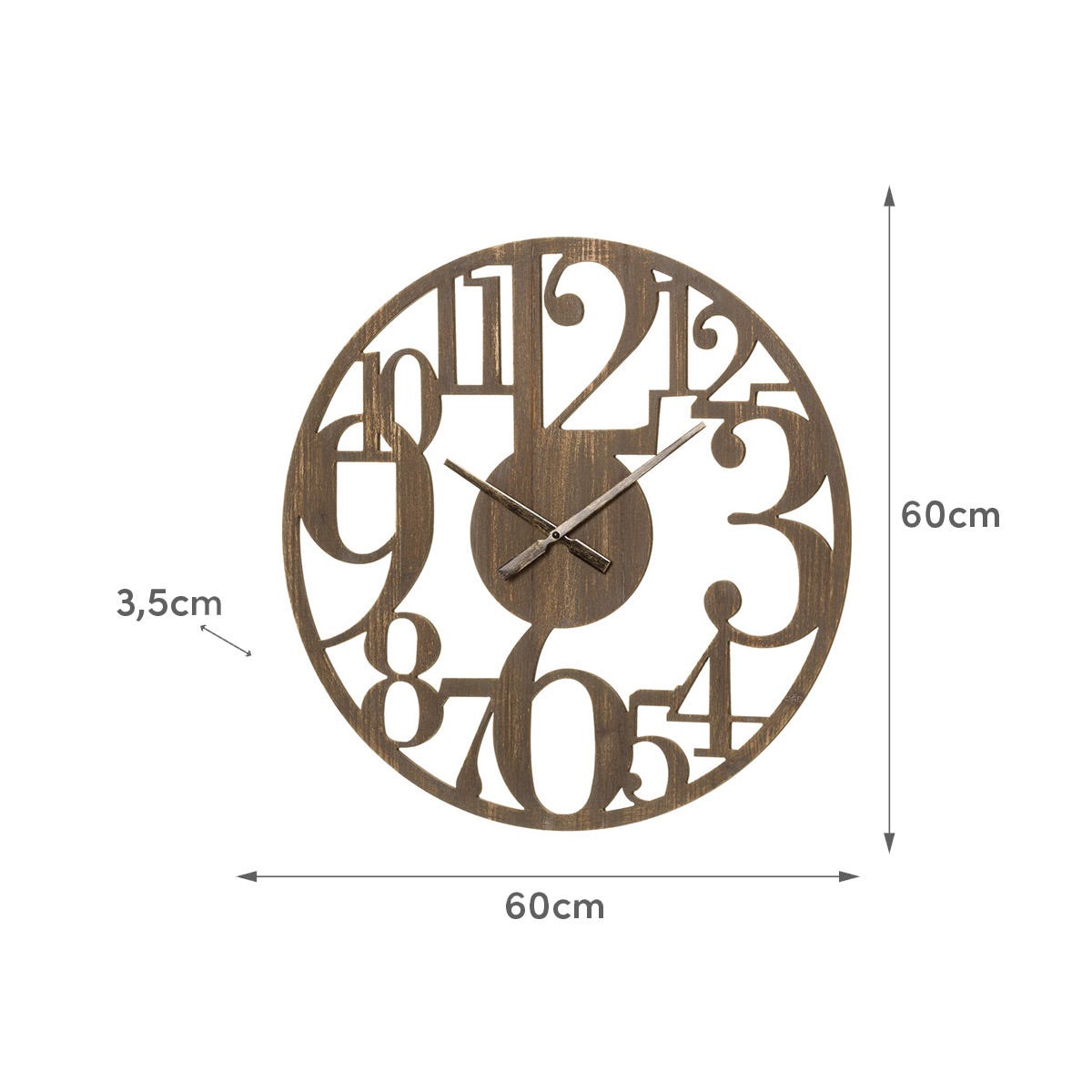 Lolahome Reloj Tallado Natural De Madera De Ø 60 Cm