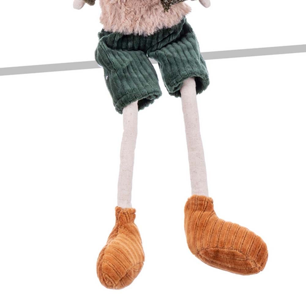 Lolahome Reno De Navidad De Tela Blanco Y Verde 42cm