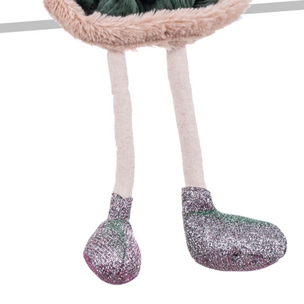 Lolahome Reno De Navidad De Tela Blanco Y Verde 42cm