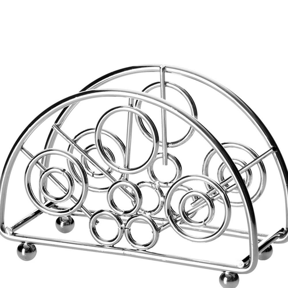 Lolahome Servilletero Círculos Plateado De Metal Cromado De 13x5x9 Cm