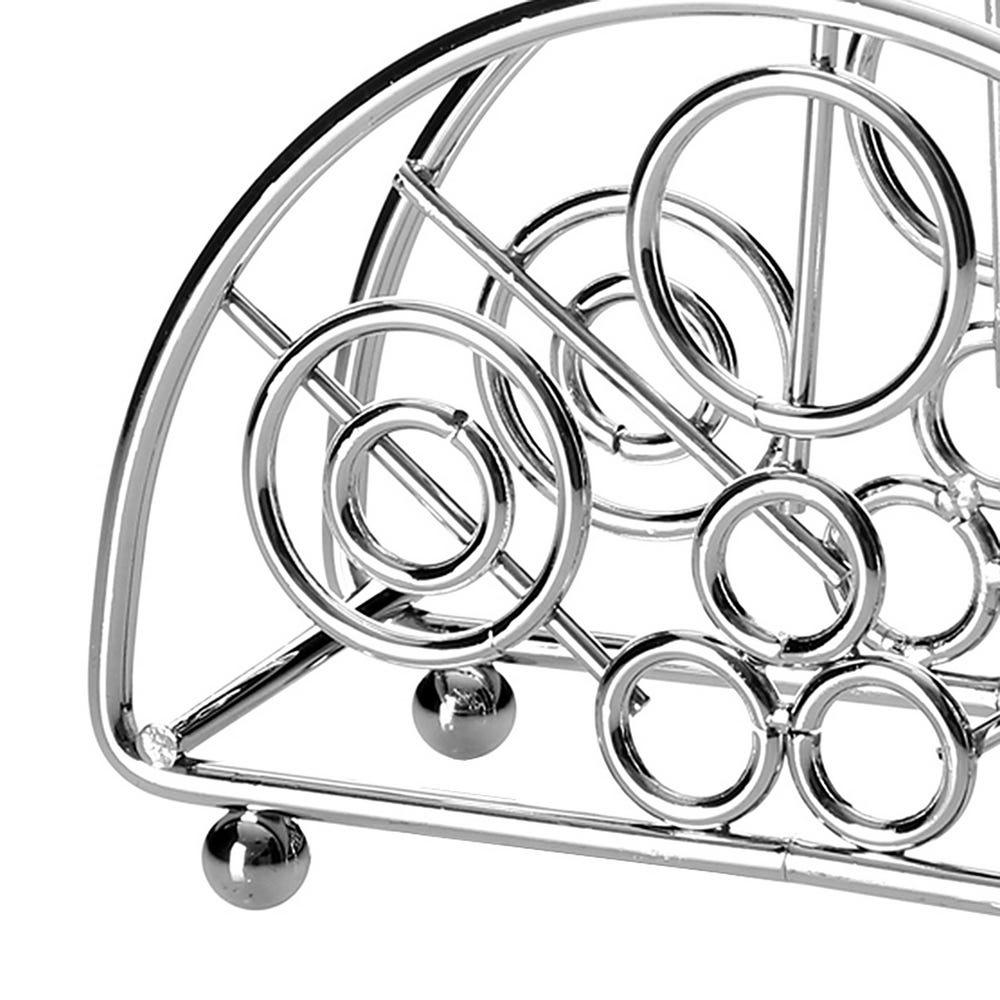 lolahome Servilletero círculos plateado de metal cromado de 13x5x9 cm