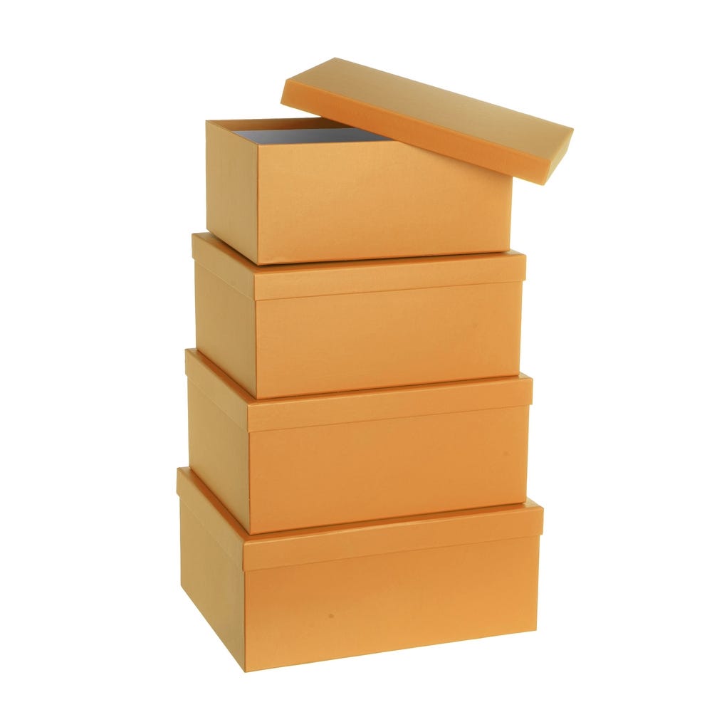 lolahome Set de 10 cajas organizadoras de cartón forradas con papel naranja