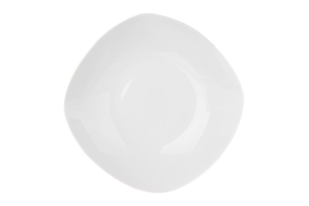 lolahome Set de 12 platos hondos cuadrados blancos de porcelana de Ø 21 cm