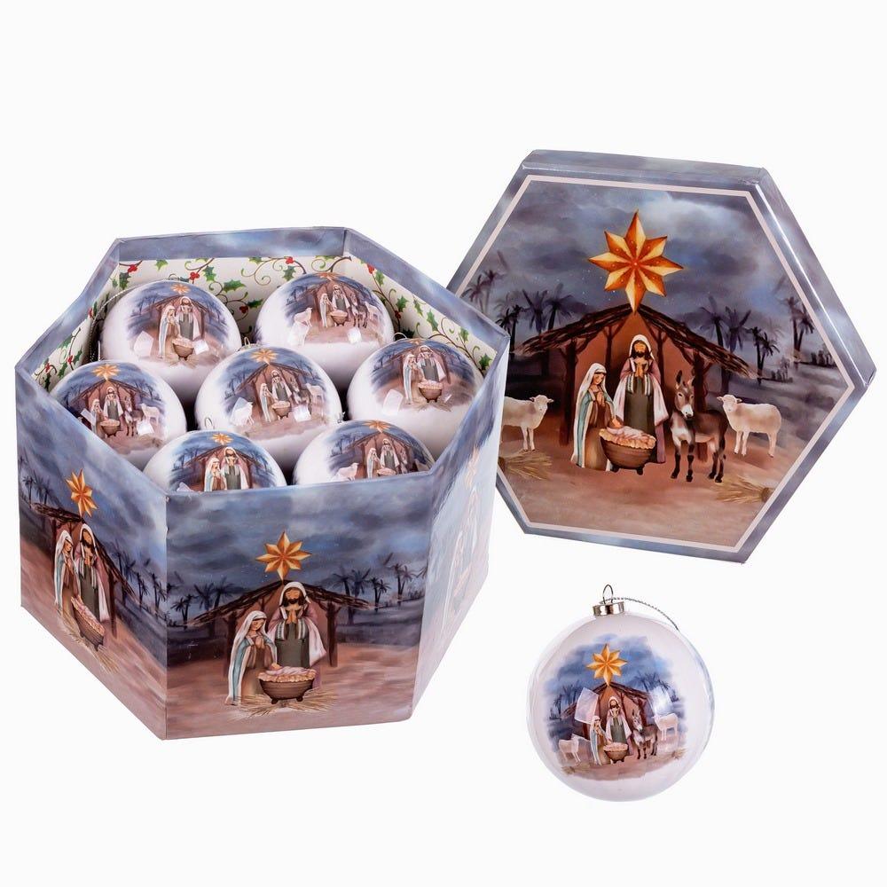 Lolahome Set De 14 Bolas De Navidad De Nacimiento De Polyfoam Blanco De Ø 7 Cm