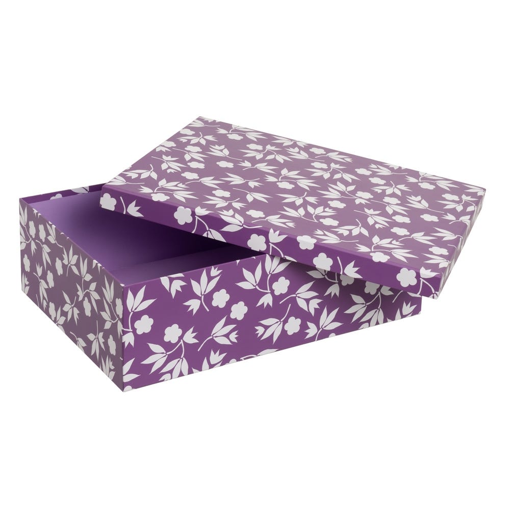Lolahome Set De 15 Cajas De Cartón Forradas Con Papel De Hojas Lila
