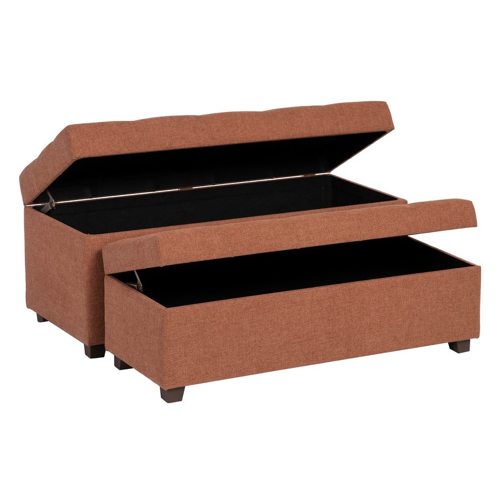 lolahome Set de 2 banquetas baúl tapizadas con capitoné