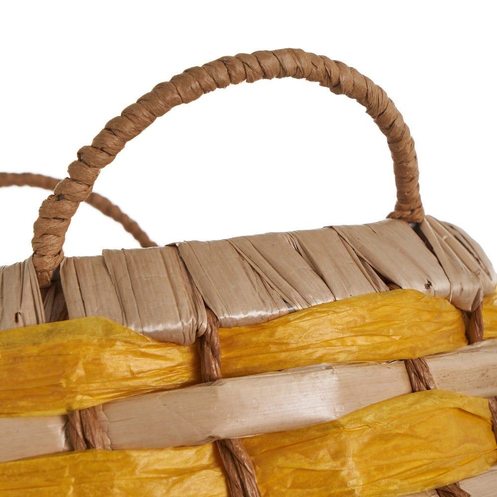 Lolahome Set De 2 Cestas De Fibras Naturales Beige Y Natural Trenzadas Con Asas