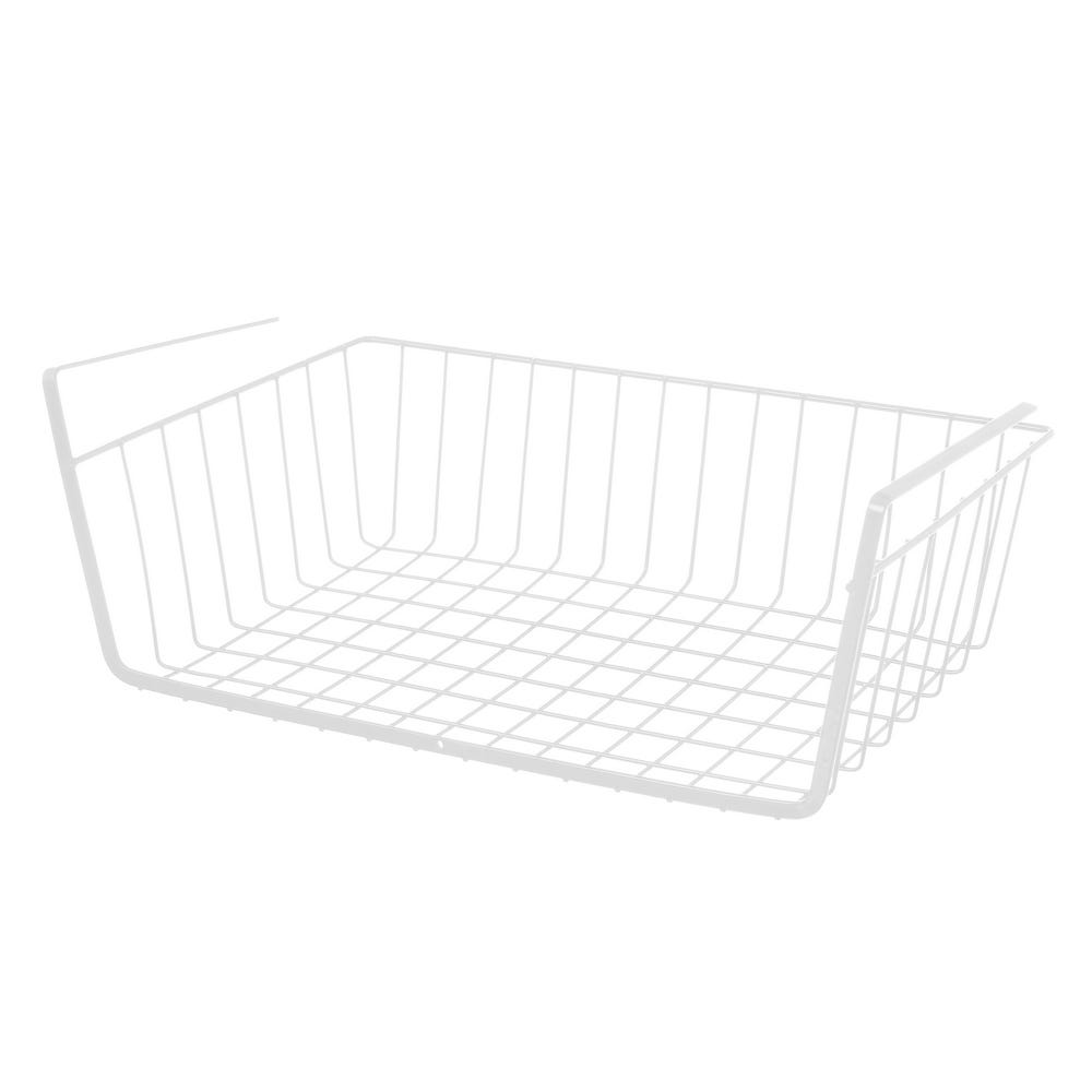 lolahome Set de 2 cestas de metal blancas para estante de 40x24x14 cm