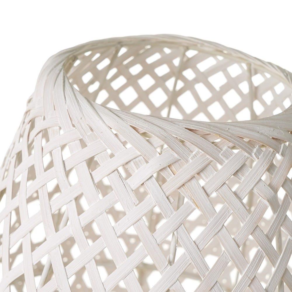 Lolahome Set De 2 Lámparas De Mesa De Rejilla De Bambú Blancas De Ø 20x36 Cm