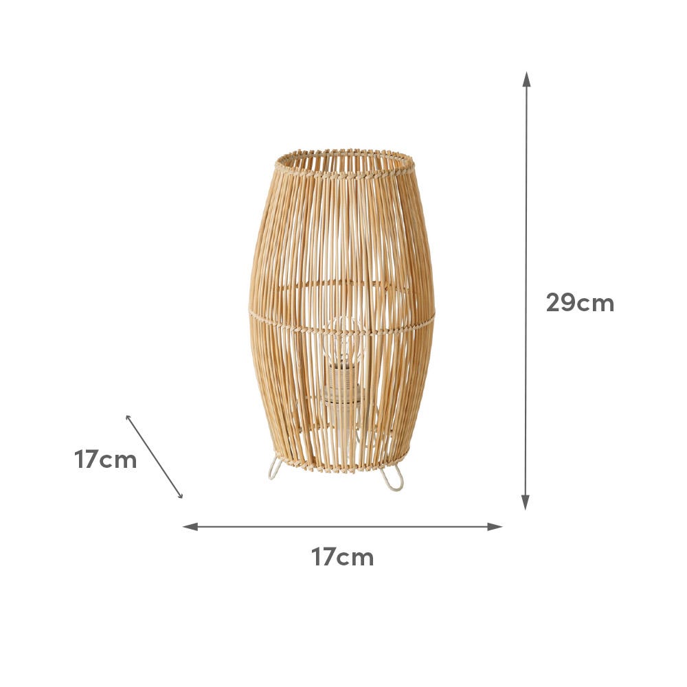 lolahome Set de 2 lámparas de mesita de noche de varillas de bambú de Ø 17x29 cm