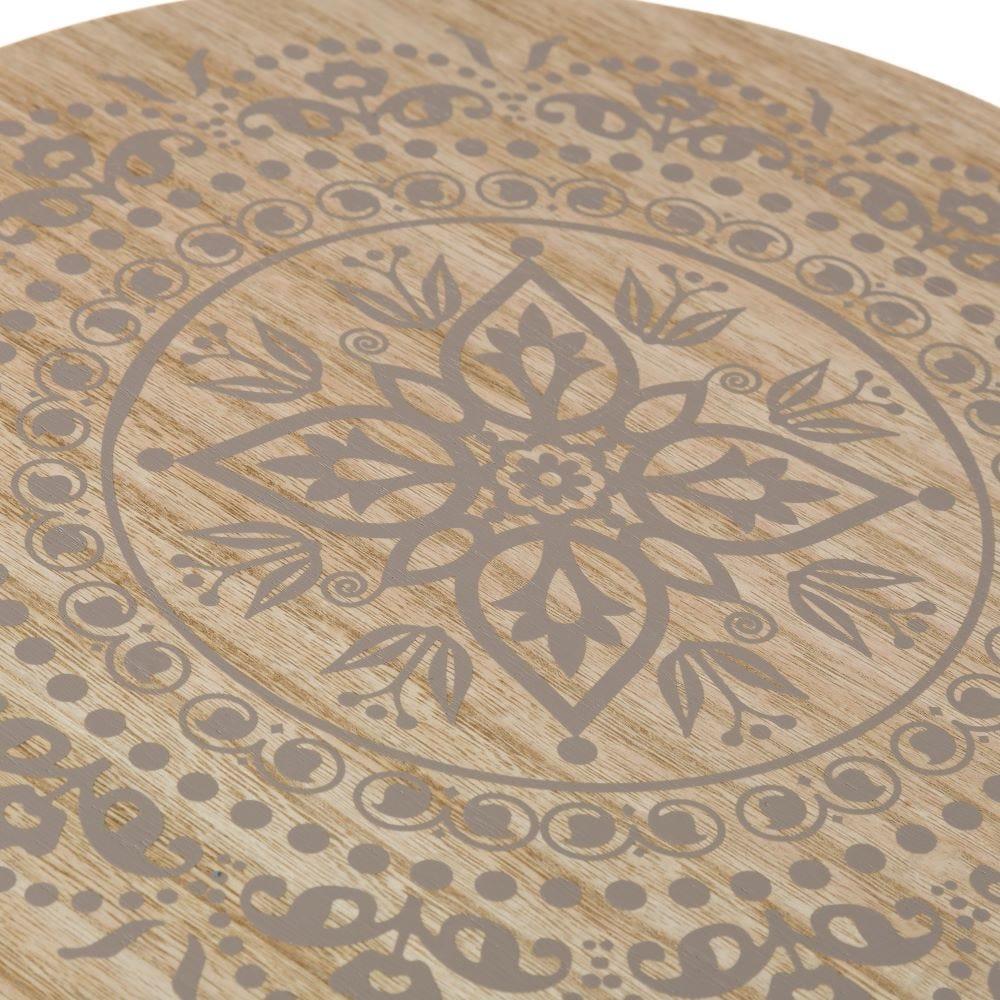 Lolahome Set De 2 Mesa Auxiliares Auxiliares Mandala Beige