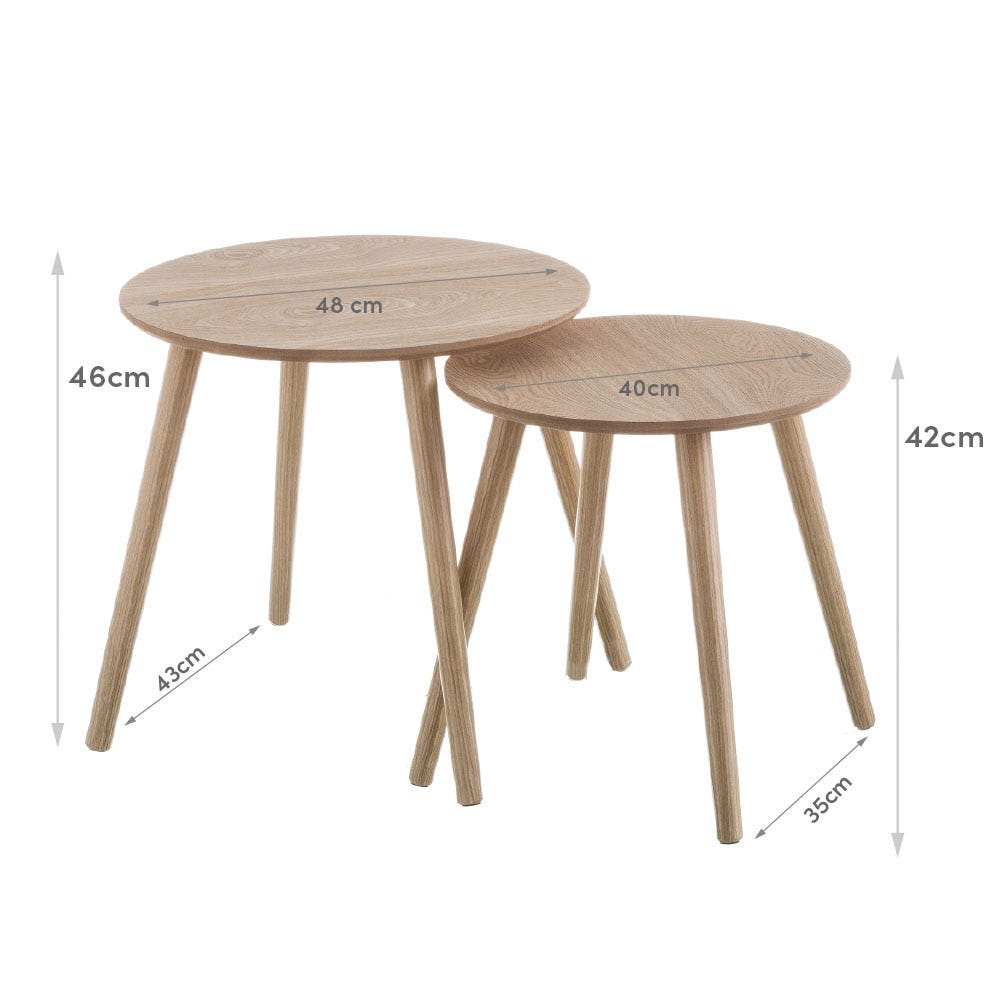 Lolahome Set De 2 Mesa Auxiliares Auxiliares Nido Natural