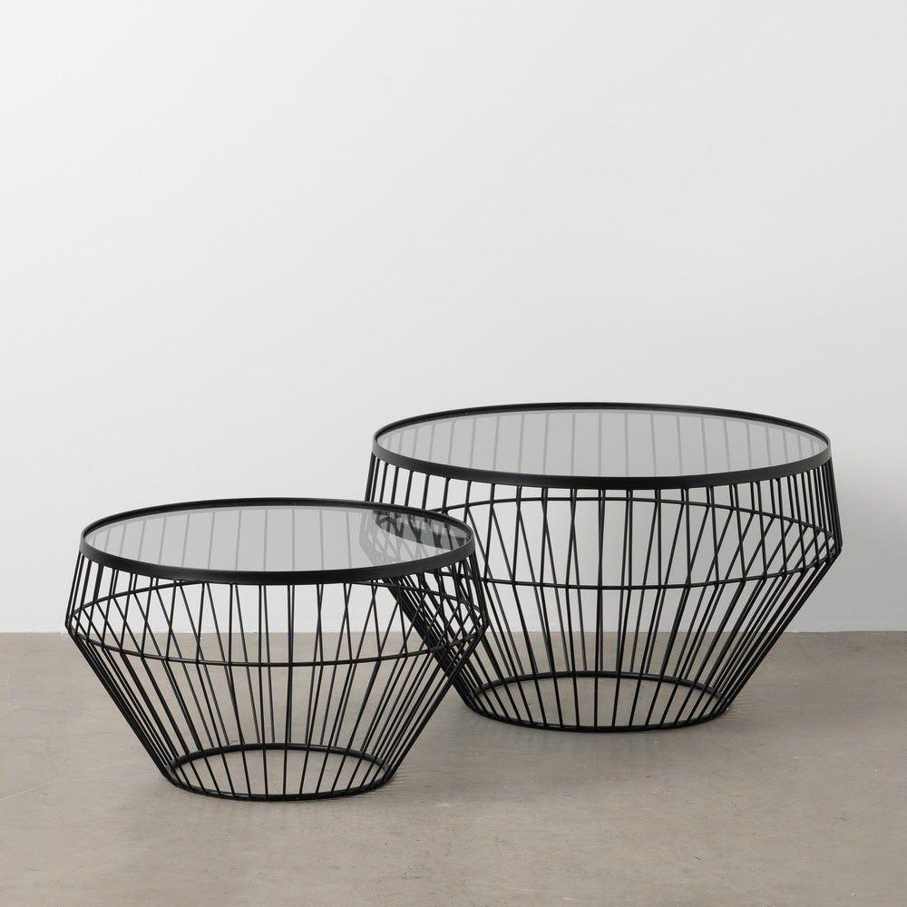 Lolahome Set De 2 Mesas De Centro De Cristal Y De Metal