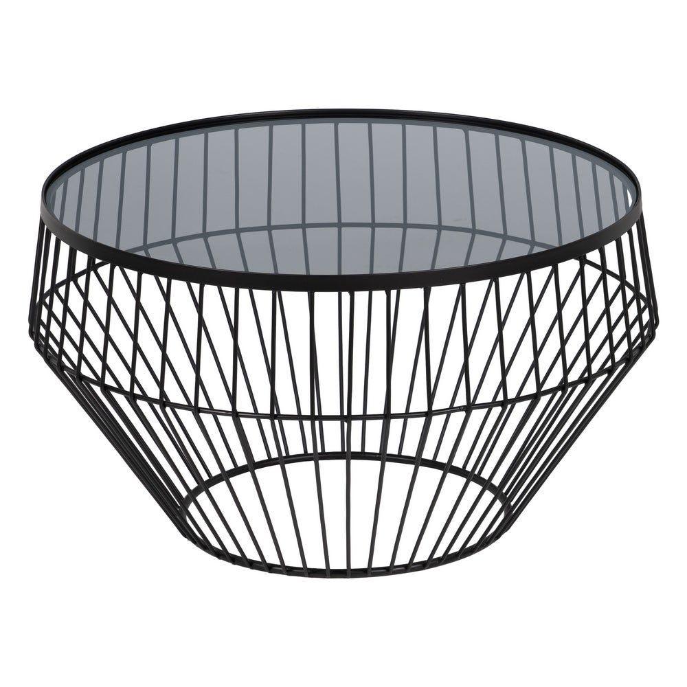 lolahome Set de 2 mesas de centro de cristal y de metal