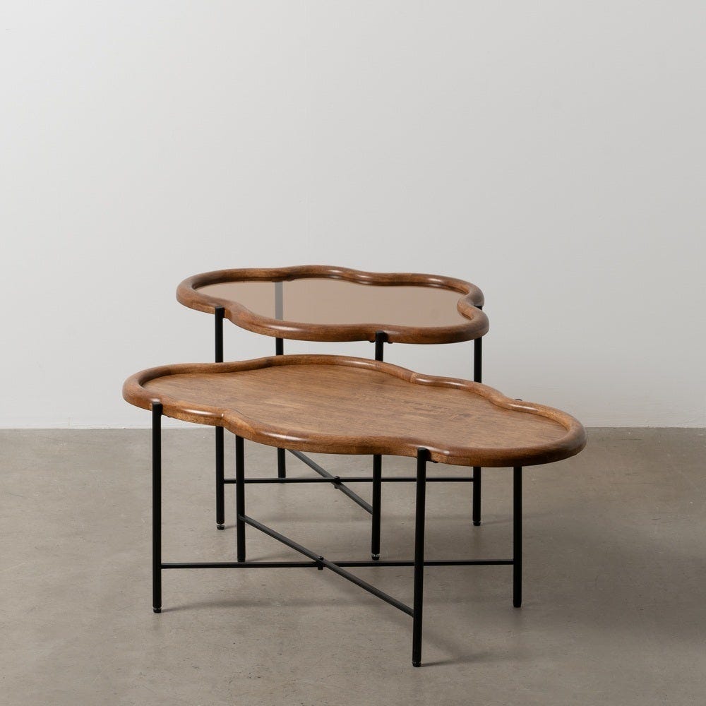 Lolahome Set De 2 Mesas De Centro De Madera De Caucho