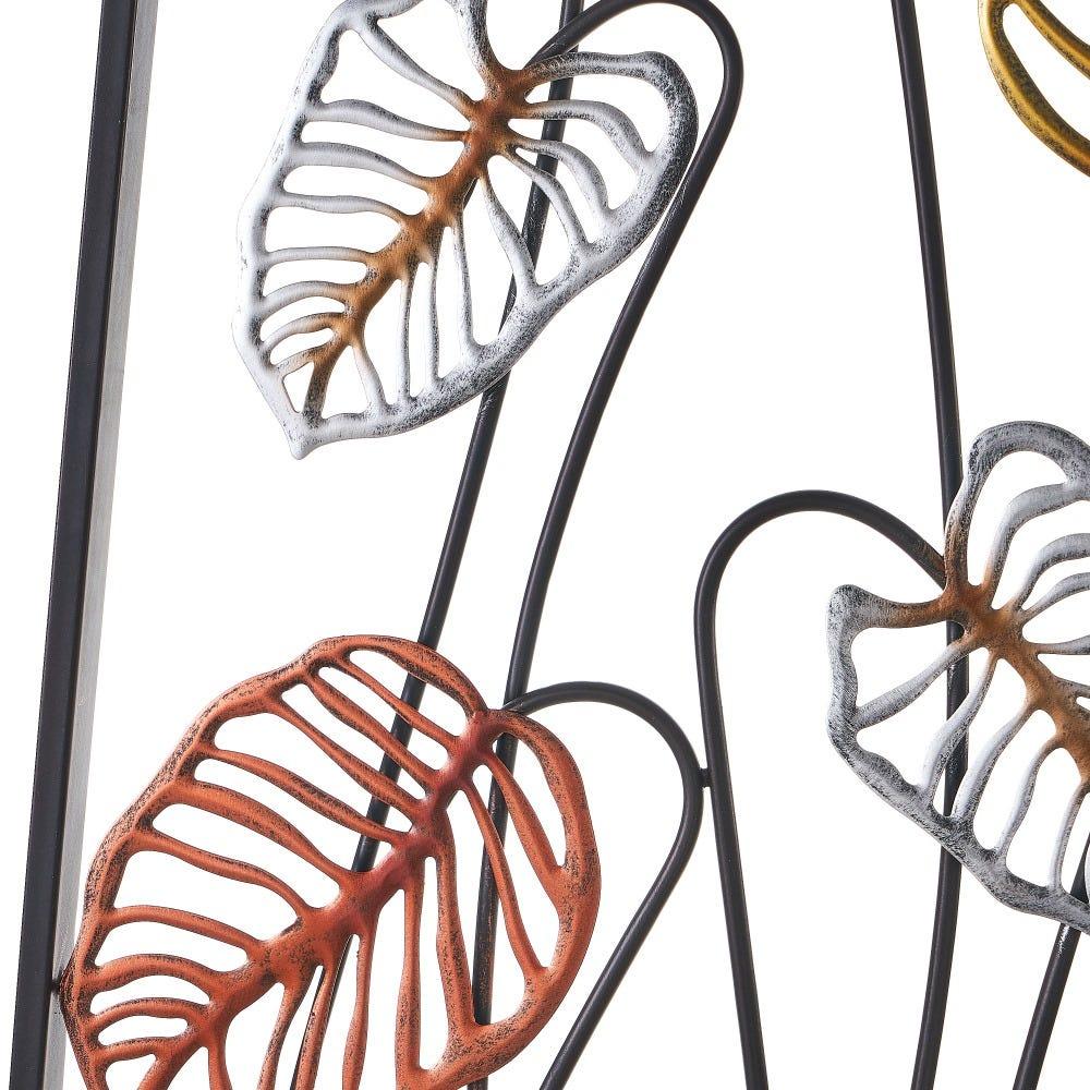 Lolahome Set De 2 Murales De Hojas De Hierro Negro Y Cobre De 35x91 Cm