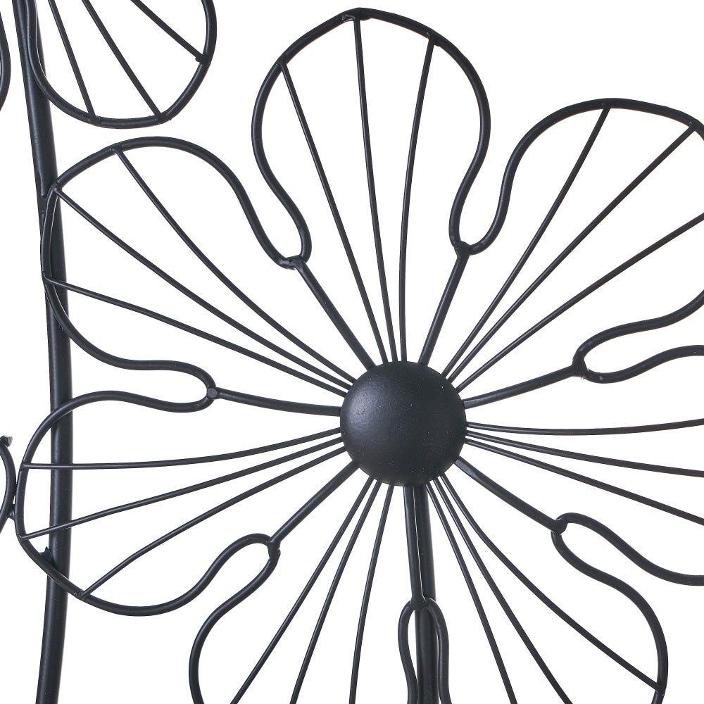 lolahome Set de 2 murales redondos de flores de hierro negros de 50x50 cm