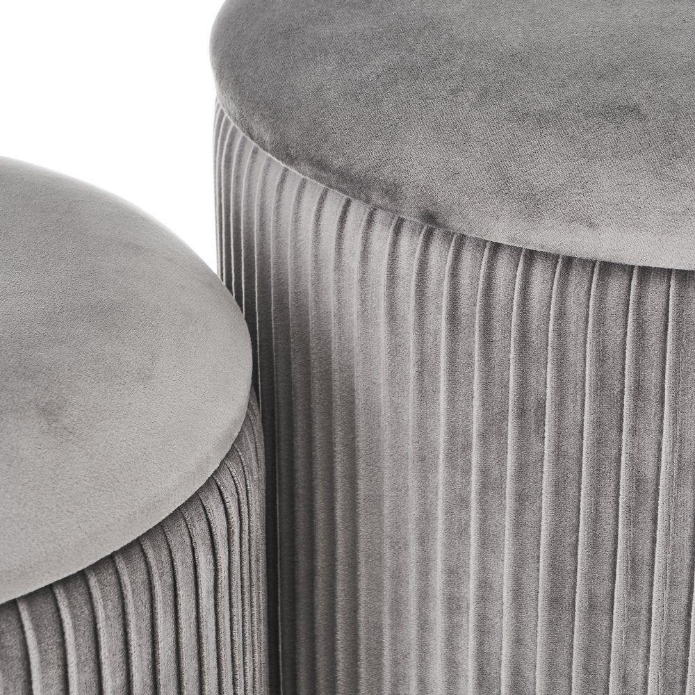 Lolahome Set De 2 Puff Arcón Plisados De Terciopelo Gris
