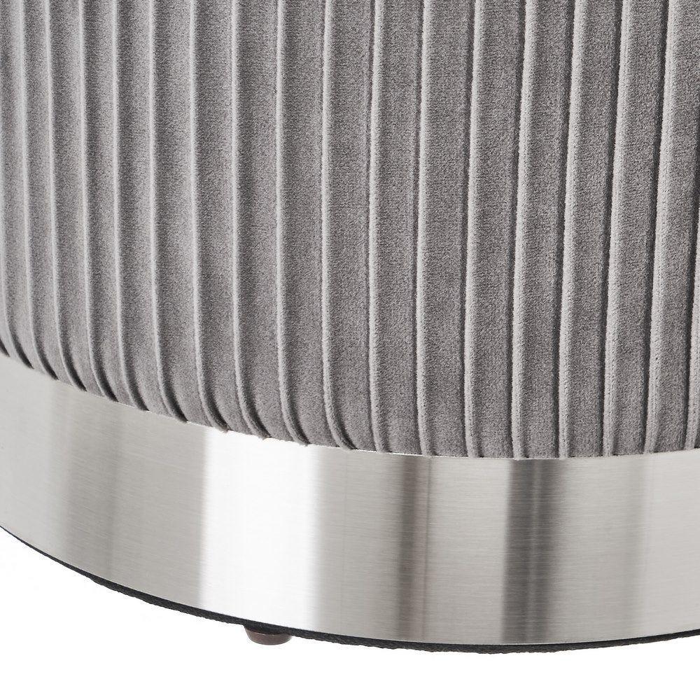 Lolahome Set De 2 Puff Arcón Plisados De Terciopelo Gris