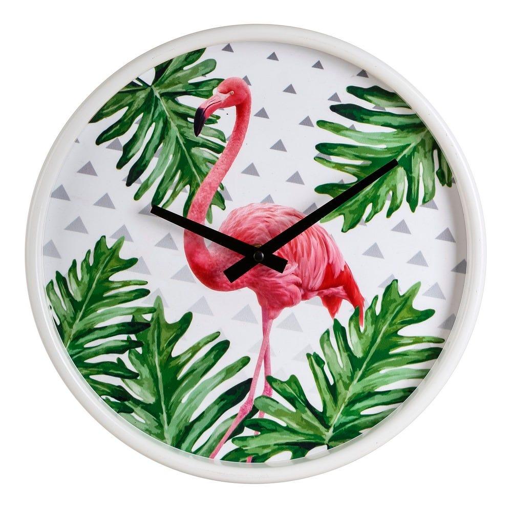 Lolahome Set De 2 Relojes De Flamencos Blanco Y Rosa De Madera Y Metal De Ø 30 Cm