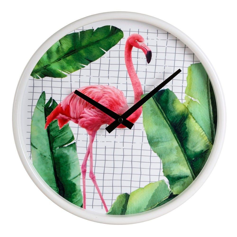 Lolahome Set De 2 Relojes De Flamencos Blanco Y Rosa De Madera Y Metal De Ø 30 Cm