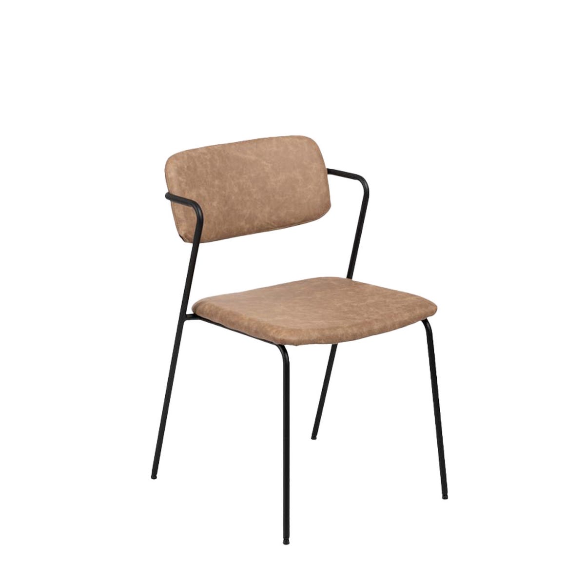 Lolahome Set De 2 Sillas De Comedor Con Brazos Tapizadas De Polipiel Y Metal De 56x52x80 Cm