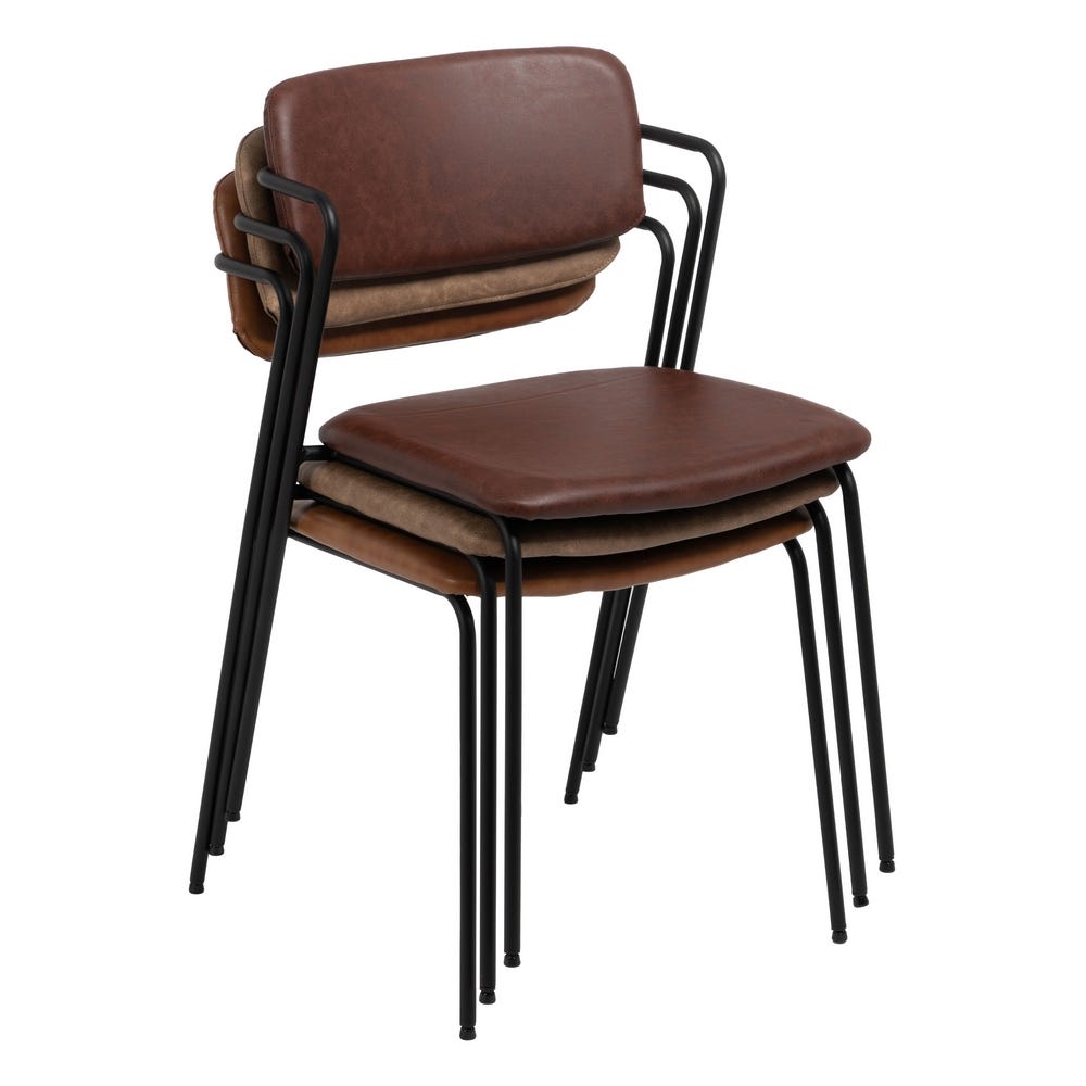 lolahome Set de 2 sillas de comedor con brazos tapizadas de polipiel y metal de 56x52x80 cm