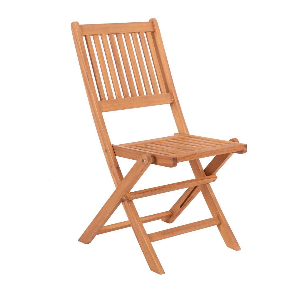 Lolahome Set De 2 Sillas De Jardín Kate Plegables De Madera Sostenible De Acacia Natural De 46x60x88 Cm