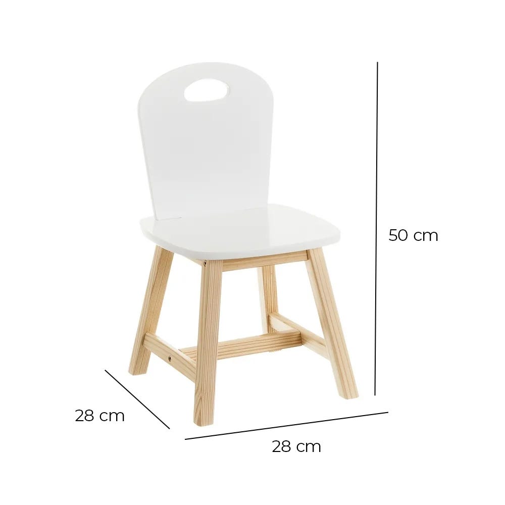 Lolahome Set De 2 Sillas Infantiles Blancas De Madera De Pino De 28x28x50 Cm