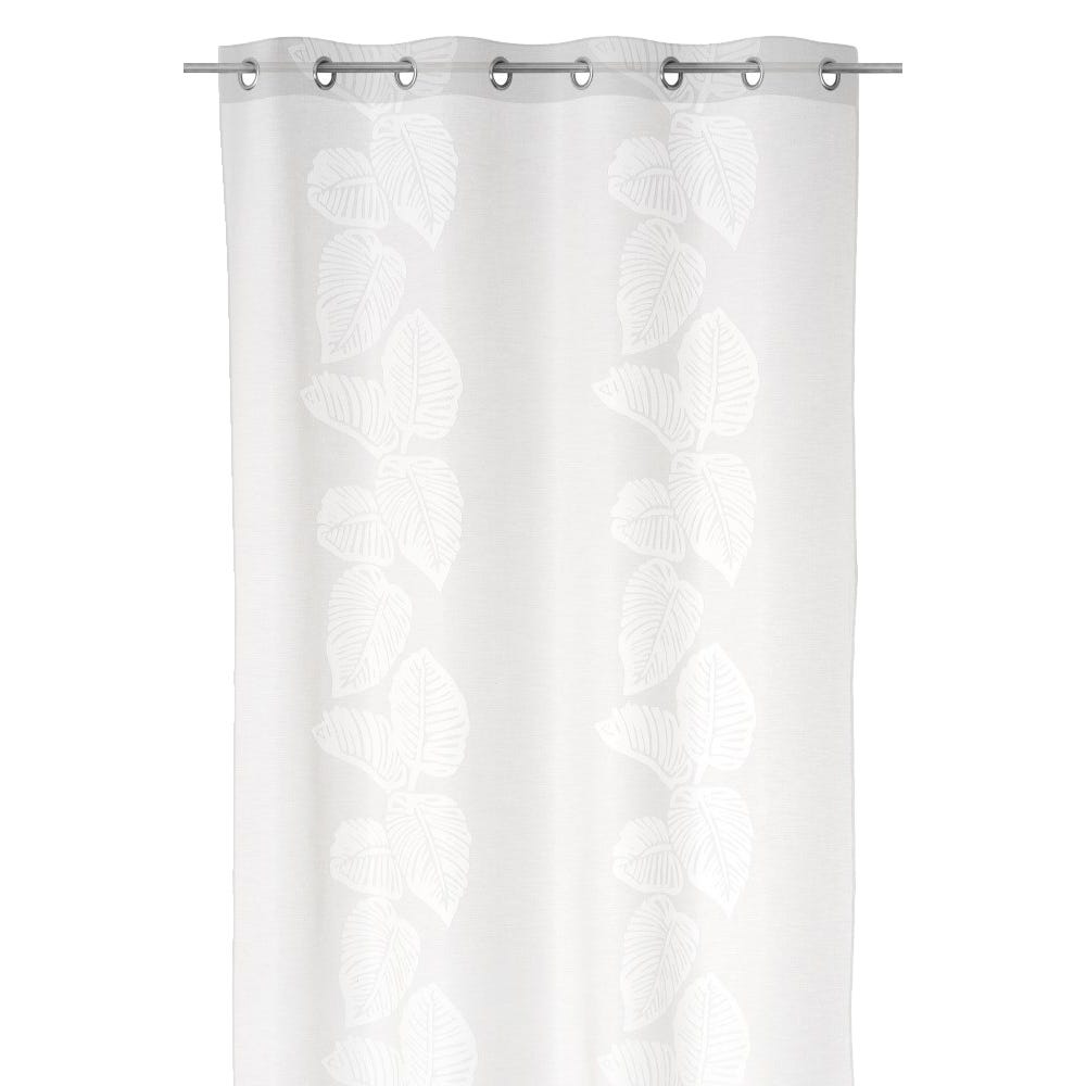lolahome Set de 2 visillos con hojas blancos de tela de rayón de 140x260 cm