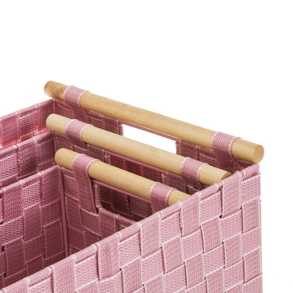 Lolahome Set De 3 Cestas De Polipropileno Rosas Trenzadas