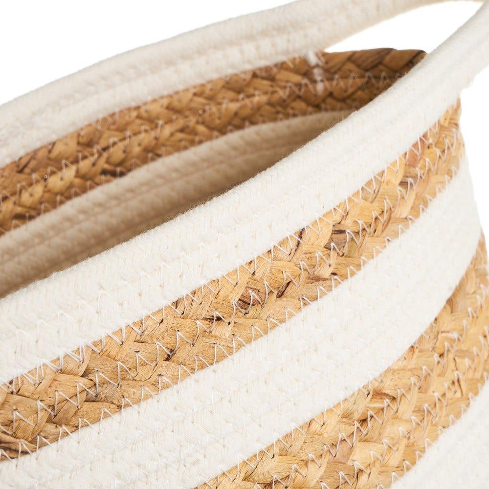 lolahome Set de 3 cestas trenzadas de algodón y fibra natural beiges ovaladas