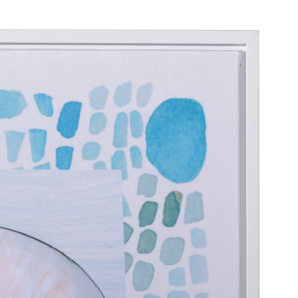 Lolahome Set De 3 Cuadros De Caracola De Lienzo Y Metal Blanco Y Azul