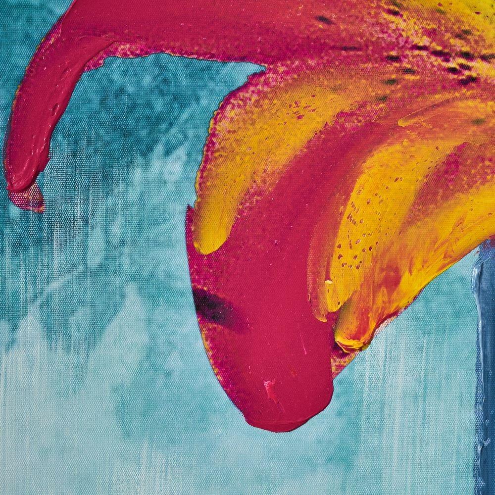 lolahome Set de 3 cuadros pintura flores sobre lienzo de 55x100 cm