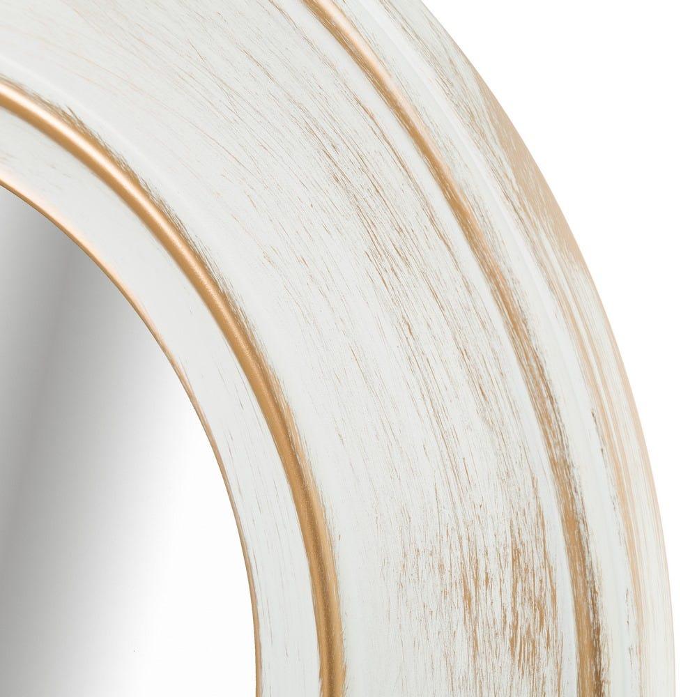 lolahome Set de 3 espejos envejecidos blancos y dorados con moldura PP