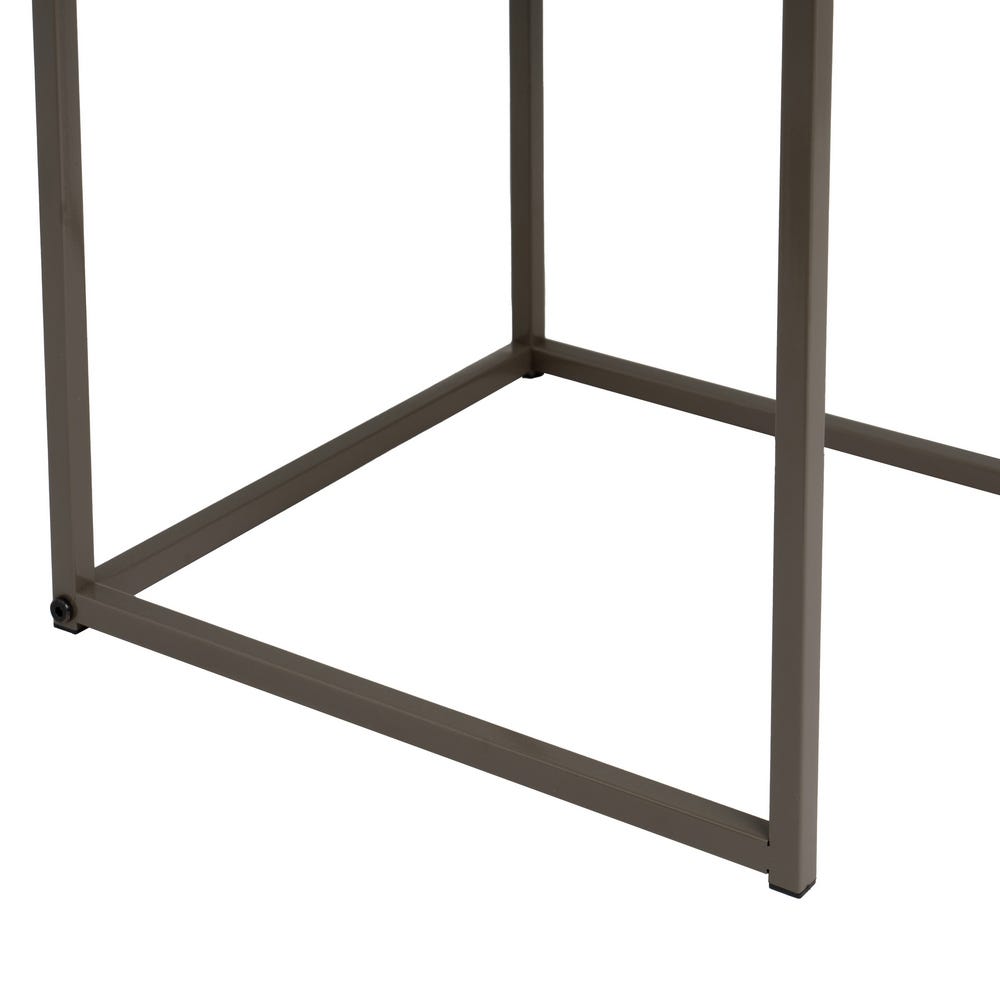 Lolahome Set De 3 Mesa Auxiliares Nido Cubo De Metal Y Madera Grises