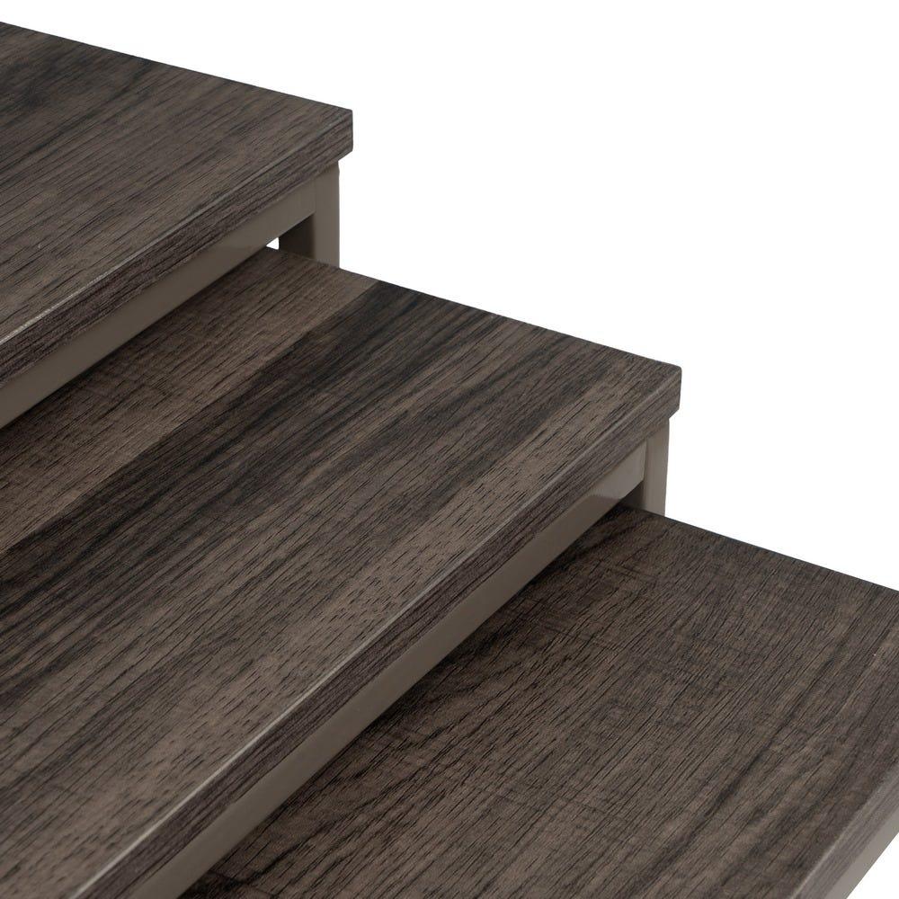 lolahome Set de 3 Mesa auxiliares nido cubo de metal y madera grises