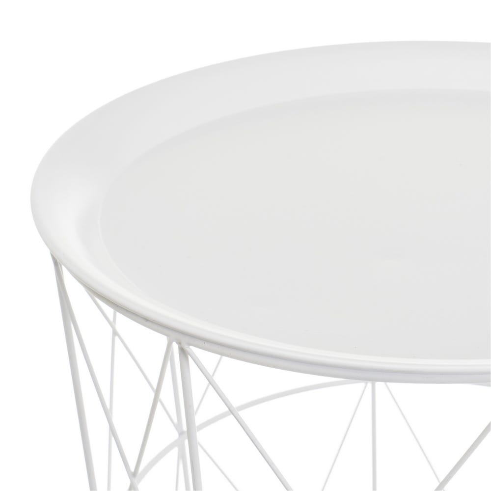 lolahome Set de 3 Mesa auxiliares nido de metal blanco