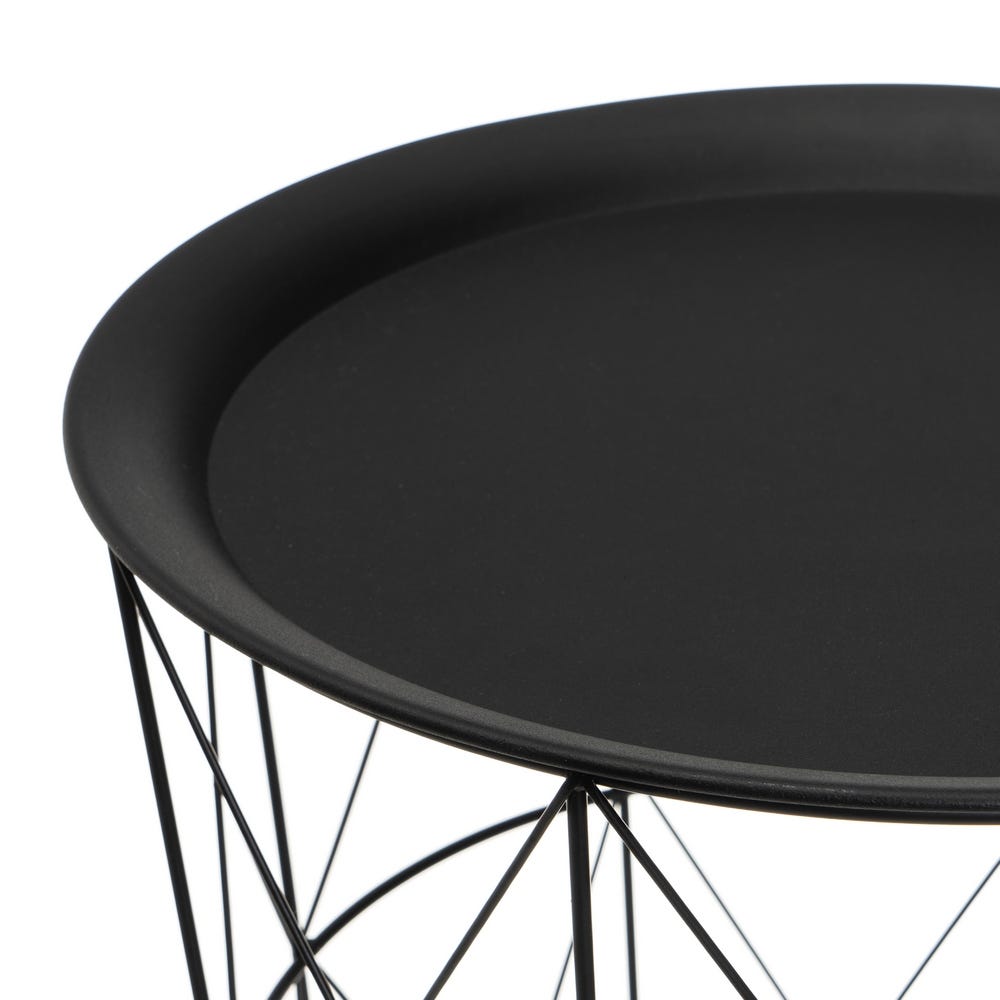 lolahome Set de 3 Mesa auxiliares nido de metal negro