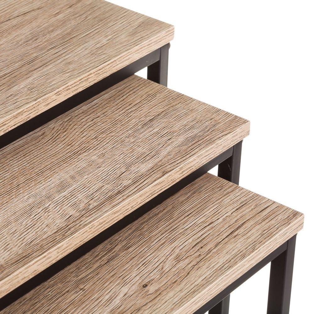lolahome Set de 3 Mesa auxiliares nido Urban de madera y metal