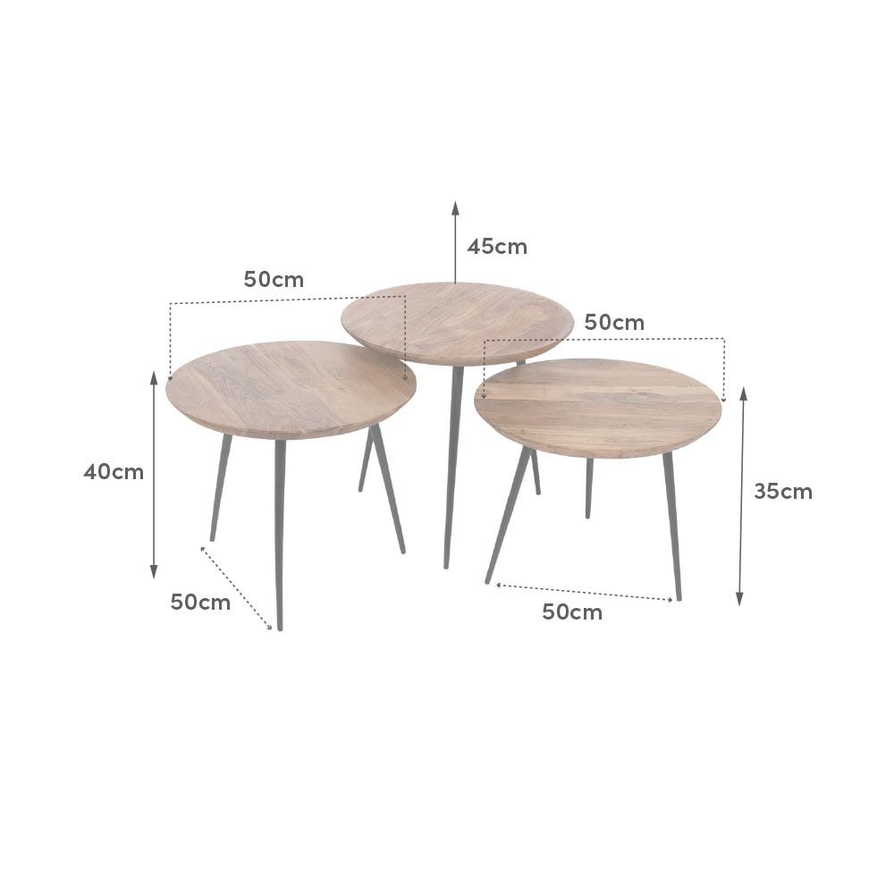 Lolahome Set De 3 Mesas De Centro De Madera De Acacia