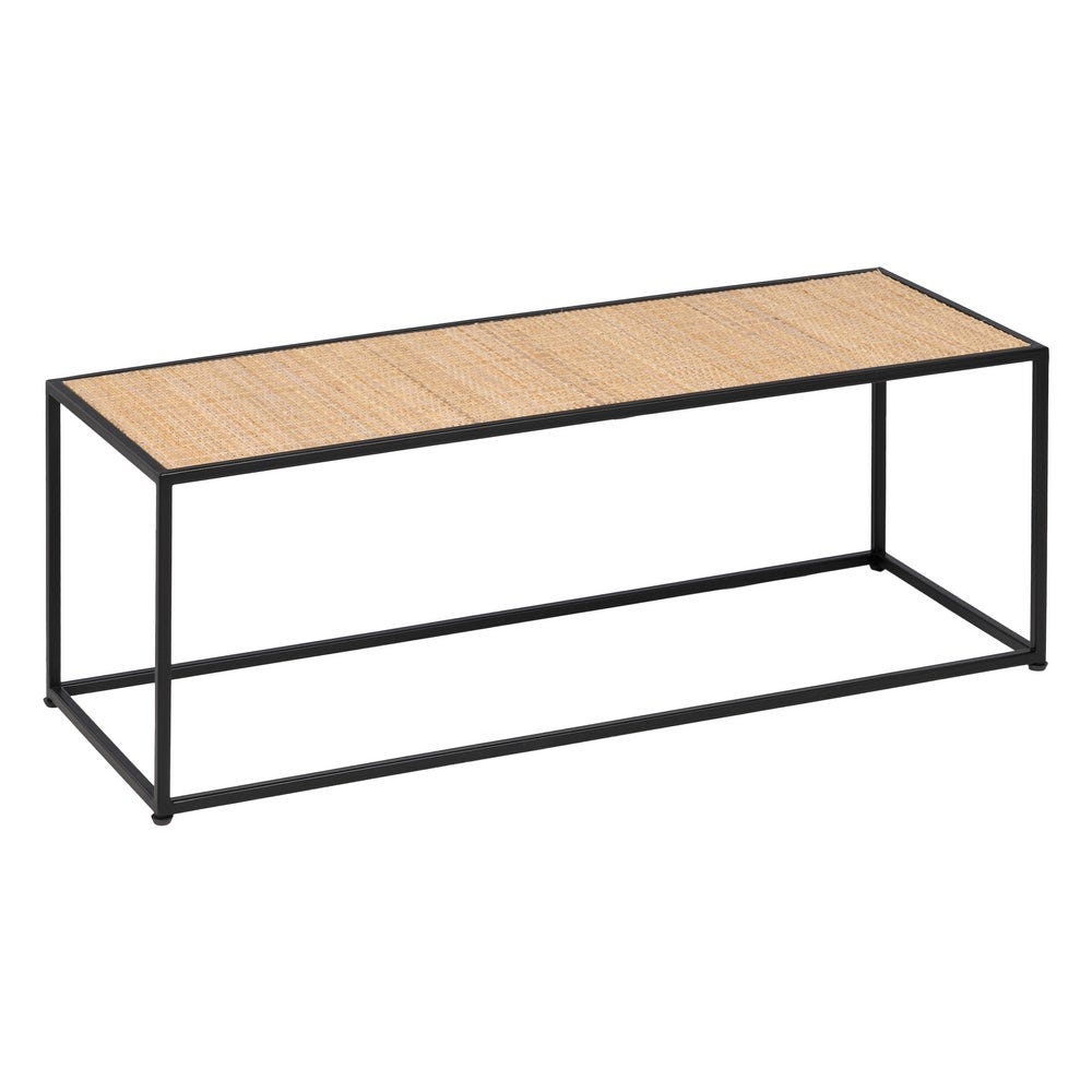 lolahome Set de 3 mesas de centro nido de cristal y ratán